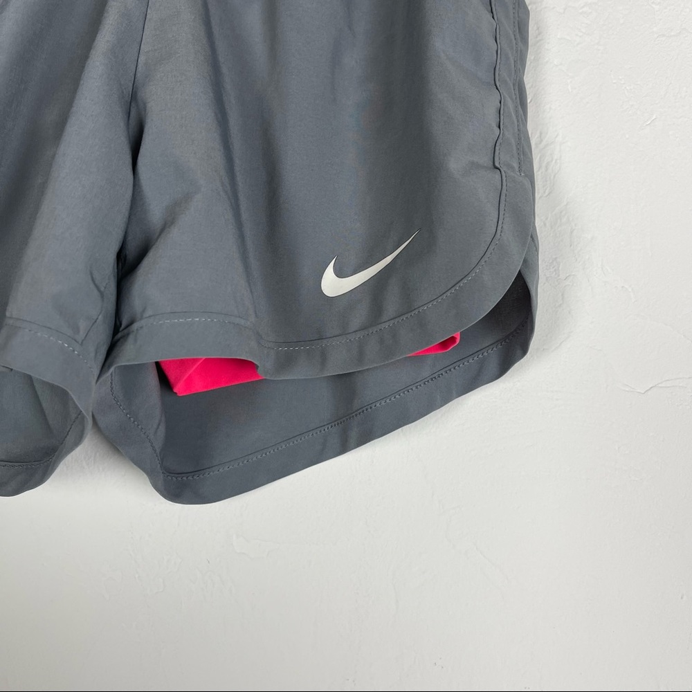 Nike Dri Fit 2-1 Running Shorts Gray Hot Pink Athletic - Picture 3 of 6